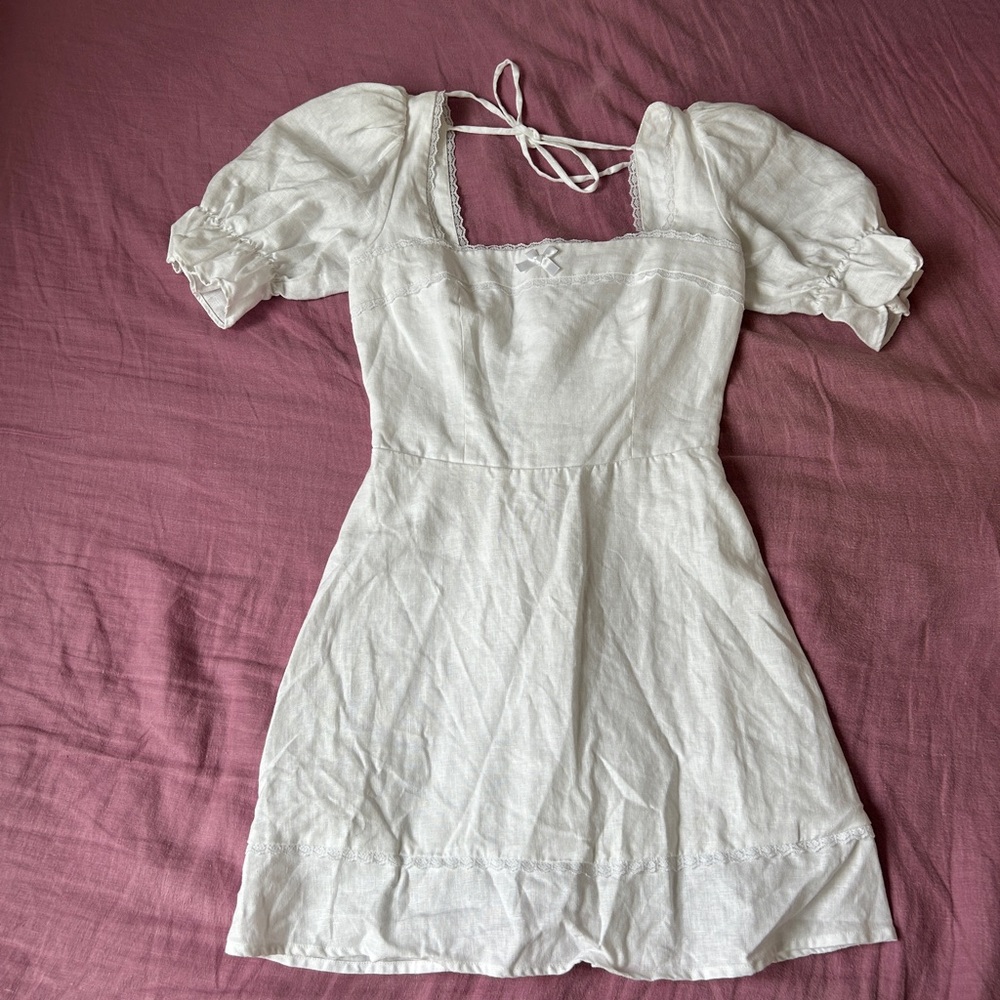 Reformation evianna linen dress white